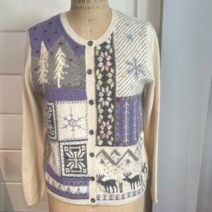 Vintage Christmas knitted cardigan sweater by Koret M